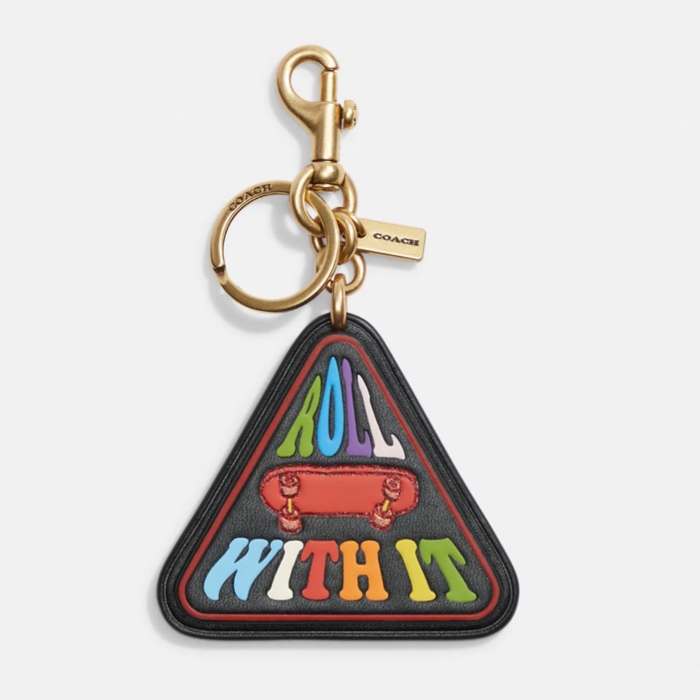 Coach Pride Roll With It Bag Charm in Rainbow Signature Canvas & Leather NWT